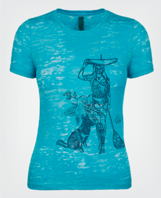 Water Girl Blue T-shirt with Blue Surfer Design